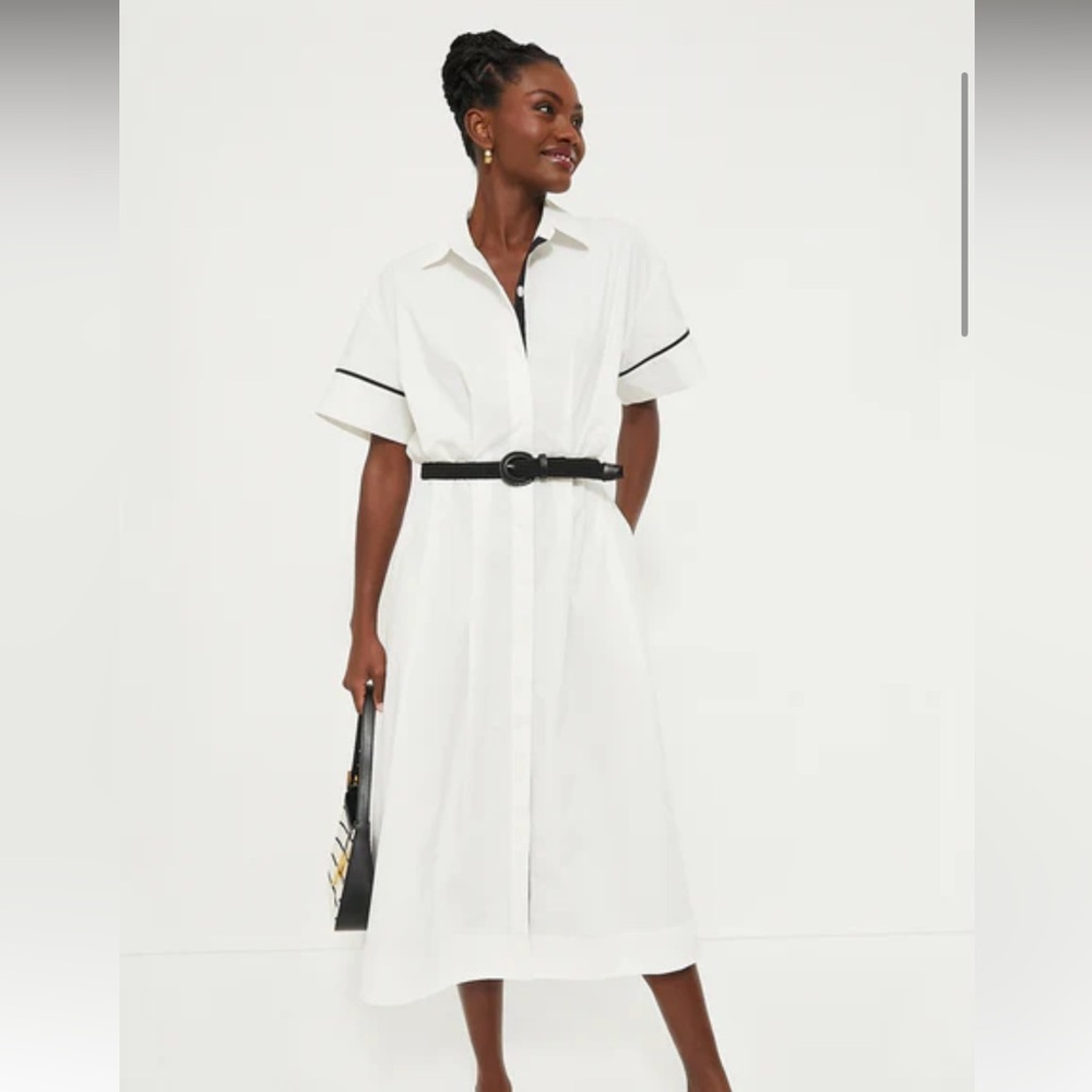 Tuckernuck White Piped Kate Dress size L